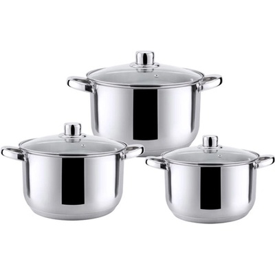 HausRoland Комплект тенжери haus roland, hr-148-1 , 3 броя, с капак, ф18, 20, 22см, инокс (1318010003)