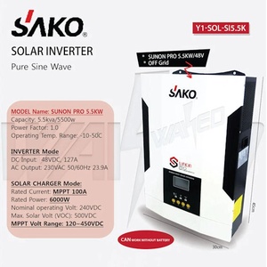  Хибриден соларен инвертор SAKO PRO, Off Grid, Mppt, 5.5kw/48v