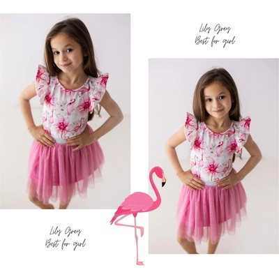 Dívčí blůzka s kanýrkem Lily Grey flamingo