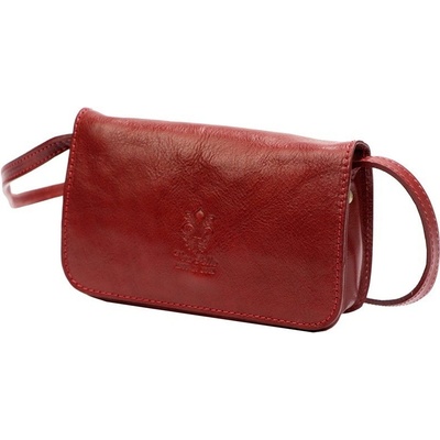 Pevná malá kožená crossbody kabelka Florence 107 červená