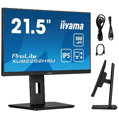 iiyama Monitor iiyama ProLite XUB2292HSU-B6 24" IPS LED 100Hz 0,4ms /HDMI DisplayPort/ hub USB FlickerFree HAS