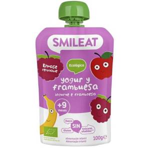 Smileat пауч гръцко кисело мляко, ябълка, банан, малина и ориз 9M+, БИО, 100 гр