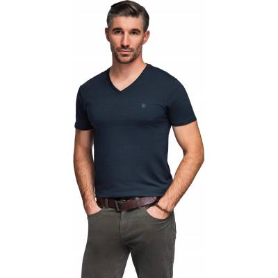 Trendy pánske granátové tričko s V-výstrihom V2 TSCT-0106