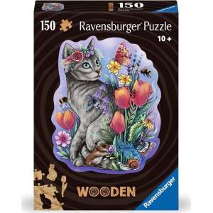 Ravensburger - Puzzle Wooden outline puzzle: Magic cat - 150 piese