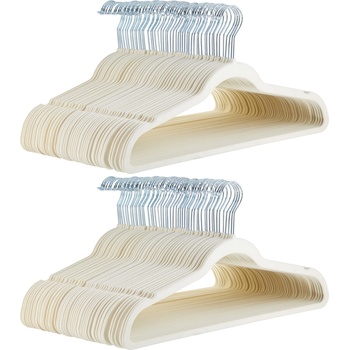Amazon Basics Slim Non-Slip Shirt/Suit/Costume Hangers, 100 Pack, Ivory - AQ-M0005