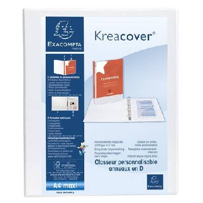 Папка Kreacover, А4, с 2 ринга, 3 джоба, PP, 47 mm, бяла (51922E)