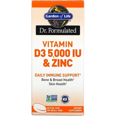 Garden of Life Dr. Formulated Vitamín D3 5000 IU + Zinok 30 tabliet