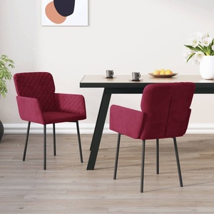 vidaXL Трапезни столове, 2 бр, виненочервени, кадифе (344784)