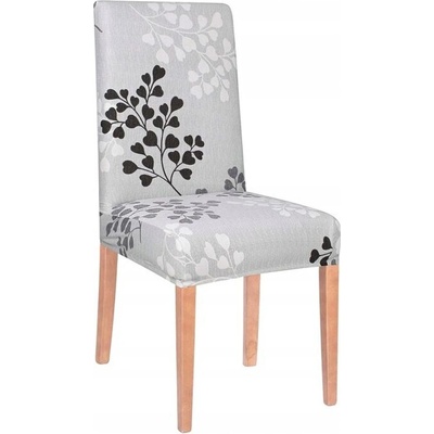 Potah na židli elastický, šedý s listy SPRINGOS SPANDEX – Sleviste.cz