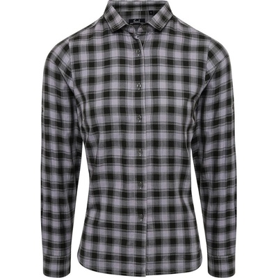 Premier Workwear dámska bavlnená károvaná oceľovo čierna