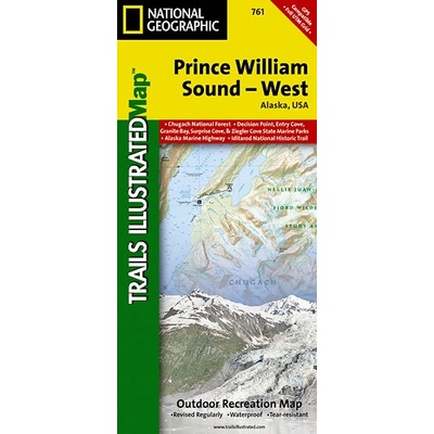Prince William Sound West národní park Alaska turistická mapa GPS komp. NGS
