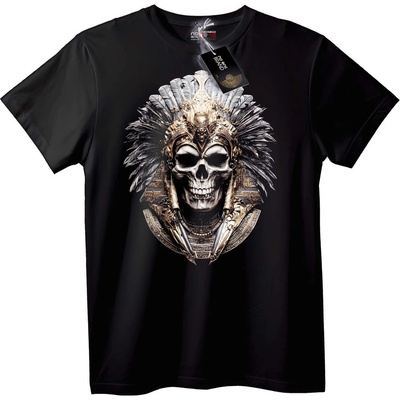 NOONEBRAND Тениска Aztec Череп с Корона - 5XL, White