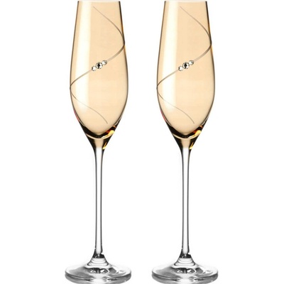 Swarovski Diamante poháre na šampanské Silhouette City Amber s kamienkami 2 x 210 ml