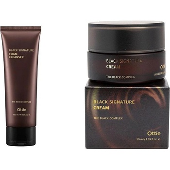 Ottie black signature Combo (Почистваща пяна с муцин от черен охлюв + Крем с муцин от черен охлюв)