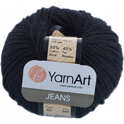 Priadza YarnArt Jeans 53 čierna 50 g
