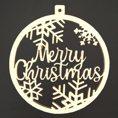 AMADEA Dřevěná ozdoba kolečko Merry Christmas 6 cm český výrobek