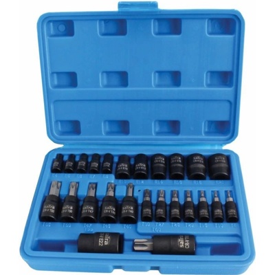 Zástrčné a nástrčné hlavice 1/4", 3/8" a 1/2” TORX a TORX-E, sada 25 ks - SATRA – Hledejceny.cz