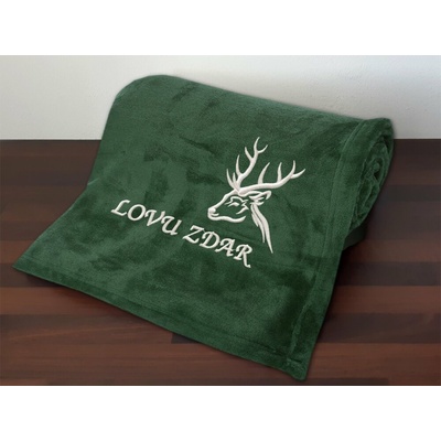 Povlečení Plus deka pro myslivce Hlava jelena + Lovu zdar zelená 150x200
