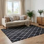 vidaXL Килим ORIZ Черен диамантен модел 200 x 200 cm 100% полиестер (42050349)