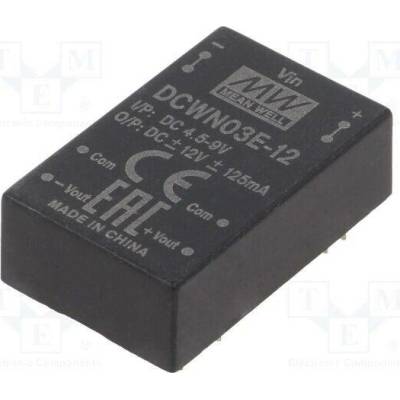 MEAN WELL DCWN03E-12 Měnič: DC/DC; 3W; Uvst: 4,5÷9VDC; Uvýst: 12VDC; Uvýst2: -12VDC; DIP24