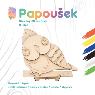 WoodBorn Papagáj 3D omaľovánky