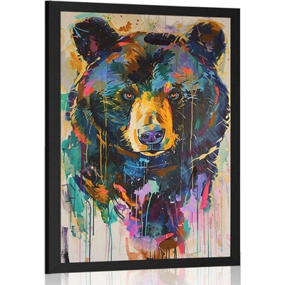 Plakát medvěd s imitací malby - 40x60 silver