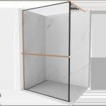 Mexen Kioto+ Душ преграда с рафт Walk-in 120 x 200 см, черна рамка, четкана мед - 800-120-121-65-70 (800-120-121-65-70)