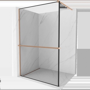 Mexen Kioto+ Душ преграда с рафт Walk-in 120 x 200 см, черна рамка, четкана мед - 800-120-121-65-70 (800-120-121-65-70)
