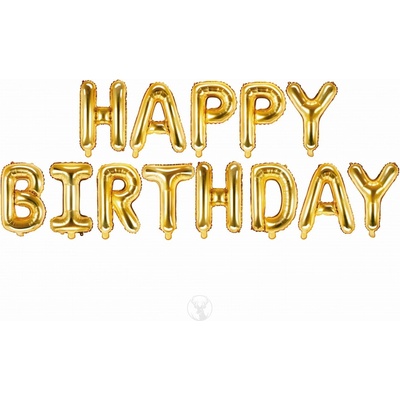 Balónkový set Happy Birthday zlatý