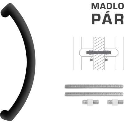 FT - MADLO kód K39 Ø 32 mm UN pár Rozteč madla: 350 mm, Dĺžka: 382 mm, Rozmer profilu madla: Ø 32 mm