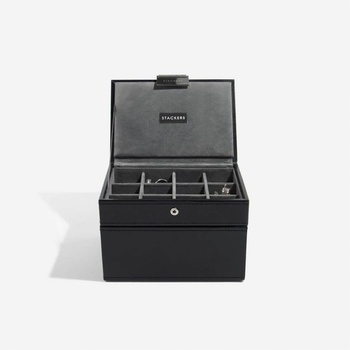 Stackers pánská šperkovnice Black Cufflink & Watch Box černá