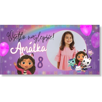 Personal Narodeninový banner s fotkou - Gabby's dollhouse Rozmer banner: 130 x 65 cm