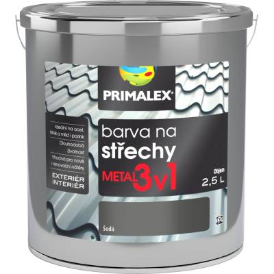 PRIMALEX Metal 3v1 farba na strechy 2,5L sivá