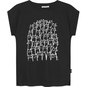 DEDICATED Дамска тениска DEDICATED Women's T-Shirt Visby Cat Crowd T-shirt - Black (916-2822-0112)