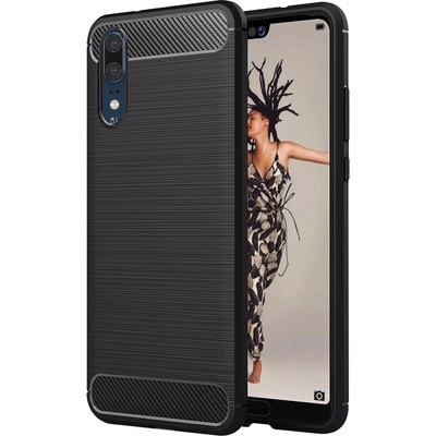 Techsuit Carbon Silicone puzdro pre Huawei P20 – čierne
