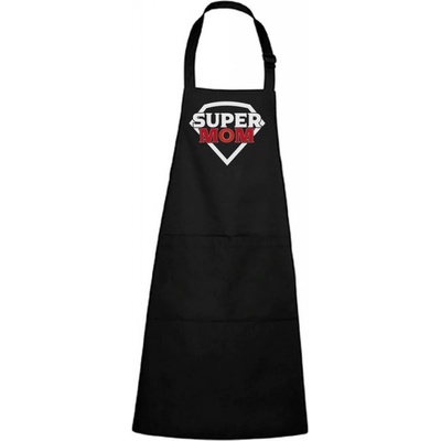 Dobrý Triko Zástěra s potiskem Super mom Černá