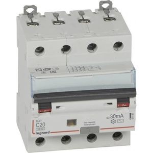 Legrand ДТЗ комбинирана DX3 4P 20A крива C 30mA тип AC 6kA 4 мод. - 411187 (411187)