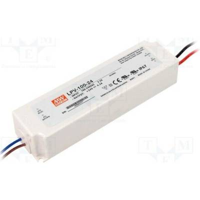 MEAN WELL LPV-100-24 Napájecí zdroj: spínaný; LED; 100W; 24VDC; 4,2A; 90÷264VAC; IP67