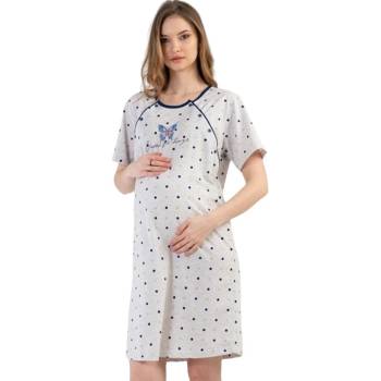 Image 1 of Нощница за кърмачки в бежов меланж с пеперуда и малки точици