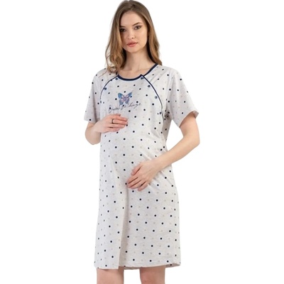 Нощница за кърмачки в бежов меланж с пеперуда и малки точици