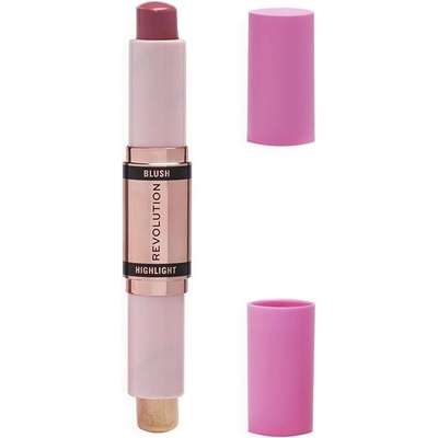 Makeup Revolution Blush & Highlight krémová lícenka a rozjasňovač v tyčinke Mauve Glow 2 x 4,3 g