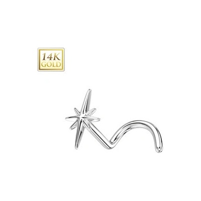 Šperky4U zlatý piercing do nosu hvězda ZL01242-WG