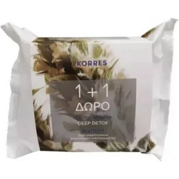 KORRES Промо Почистващи кърпички Чай от Олимп , Korres Olympus Tea Deep Detox Cleansing & Make-Up Removing Wipes 30pcs & 1FREE