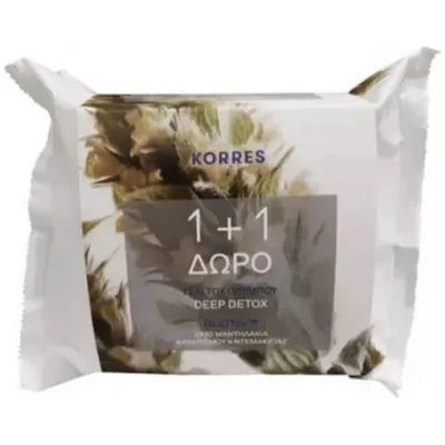 KORRES Промо Почистващи кърпички Чай от Олимп , Korres Olympus Tea Deep Detox Cleansing & Make-Up Removing Wipes 30pcs & 1FREE