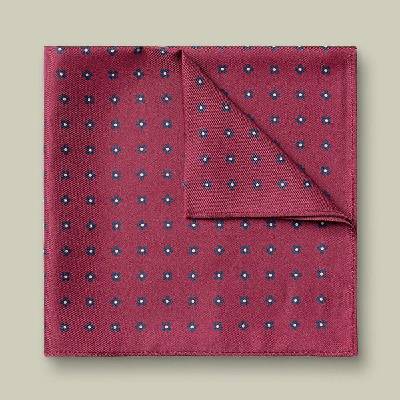 Charles Tyrwhitt Silk Geo Print Pocket Square Dark Red