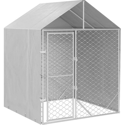 Shumee Venkovní psí kotec se střechou stříbrný 200 x 200 x 250 cm ocel – Zboží Dáma