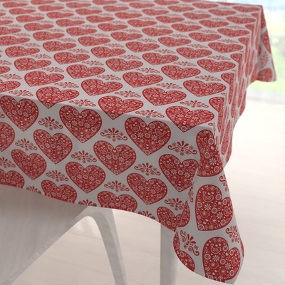 Biante Dekorační čtvercový ubrus PML-094 Červená srdce na bílém 120x120cm