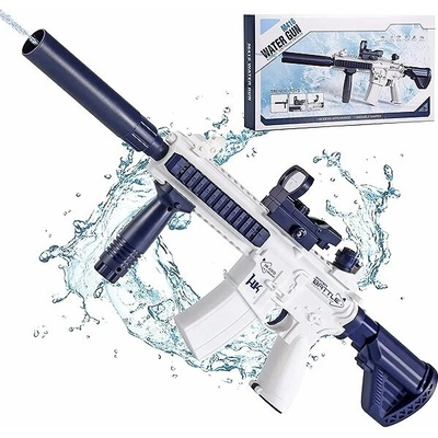 BATTLE Elektrická vodní pistole M416, zabudovaný 370 ml zásobník, modrá CY012