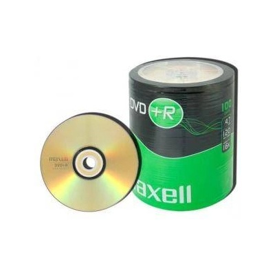 Maxell Дискове DVD+R MAXELL, 4.7 GB, 16x, 120мин, в целофан, 100 бр