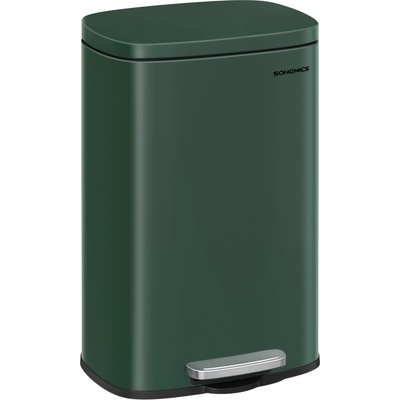 SONGMICS kitchen rubbish bin, 50 liters, waste bin, pedal bin, with lid, soft close, foot pedal, steel, inner bin, vintage green LTB050C02